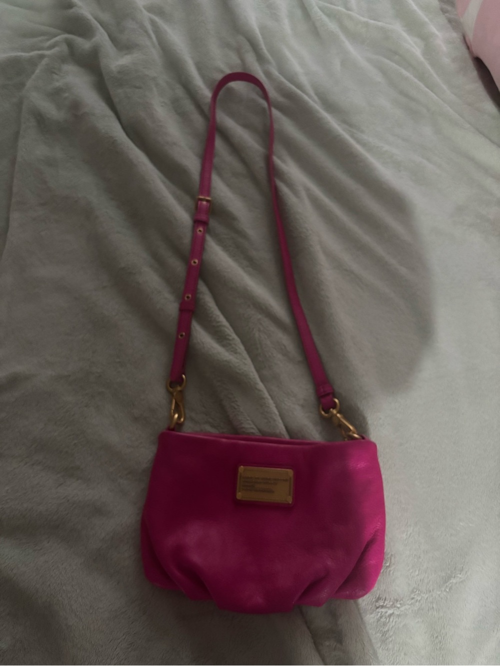 Marc Jacobs Bright Pink Leather Crossbody Bag with Gold Hardware